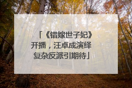 《错嫁世子妃》开播，汪卓成演绎复杂反派引期待