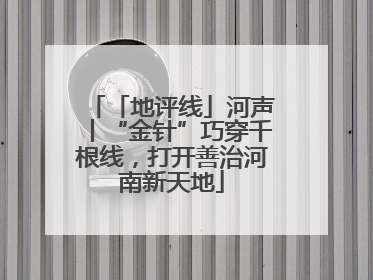 「地评线」河声丨“金针”巧穿千根线，打开善治河南新天地