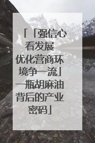 「强信心 看发展 优化营商环境争一流」一瓶胡麻油背后的产业密码