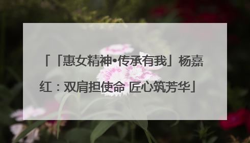 「惠女精神•传承有我」杨嘉红：双肩担使命 匠心筑芳华