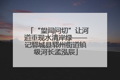 “望闻问切”让河道重现水清岸绿——记郓城县郓州街道镇级河长孟泓辰