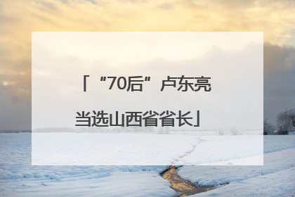 “70后”卢东亮当选山西省省长