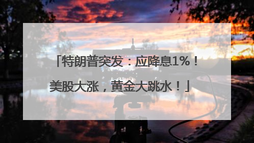 特朗普突发：应降息1%！美股大涨，黄金大跳水！