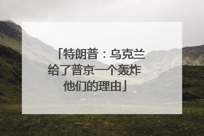 特朗普：乌克兰给了普京一个轰炸他们的理由