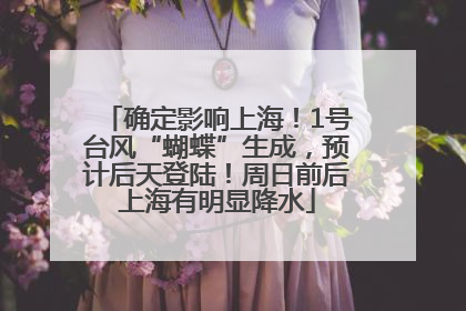 确定影响上海！1号台风“蝴蝶”生成，预计后天登陆！周日前后上海有明显降水