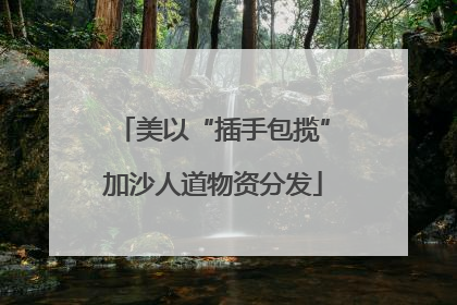 美以“插手包揽”加沙人道物资分发