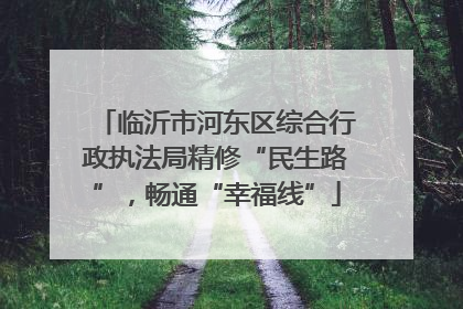 临沂市河东区综合行政执法局精修“民生路”，畅通“幸福线”
