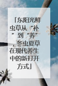 东阳光鲜虫草从“补”到“养”，冬虫夏草在现代养生中的新打开方式