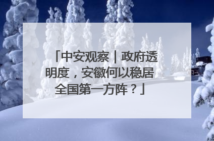 中安观察｜政府透明度，安徽何以稳居全国第一方阵？