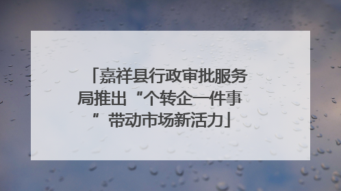 嘉祥县行政审批服务局推出“个转企一件事”带动市场新活力