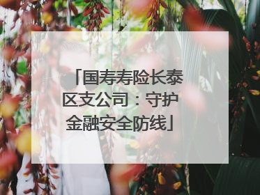 国寿寿险长泰区支公司：守护金融安全防线