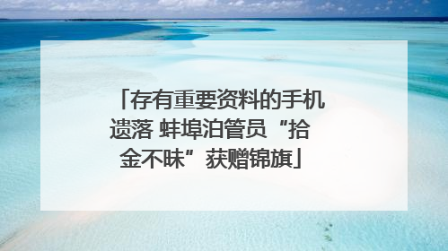 存有重要资料的手机遗落 蚌埠泊管员“拾金不昧”获赠锦旗
