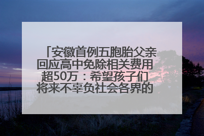 安徽首例五胞胎父亲回应高中免除相关费用超50万：希望孩子们将来不辜负社会各界的帮助与支持