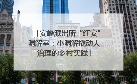 安峰派出所“红安”调解室：小调解撬动大治理的乡村实践
