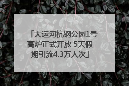 大运河杭钢公园1号高炉正式开放 5天假期引流4.3万人次