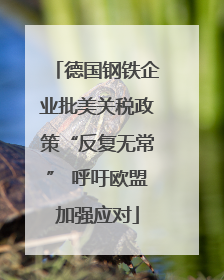 德国钢铁企业批美关税政策“反复无常” 呼吁欧盟加强应对