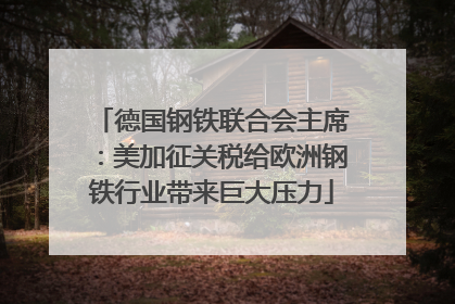 德国钢铁联合会主席：美加征关税给欧洲钢铁行业带来巨大压力