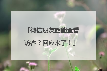 微信朋友圈能查看访客？回应来了！