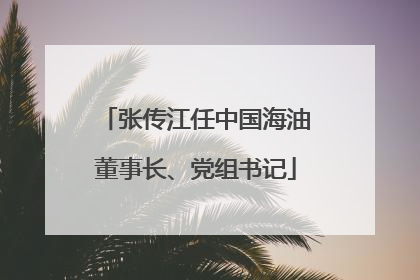 张传江任中国海油董事长、党组书记