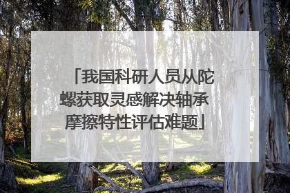 我国科研人员从陀螺获取灵感解决轴承摩擦特性评估难题