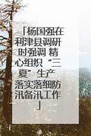 杨国强在利津县调研时强调 精心组织“三夏”生产 落实落细防汛备汛工作