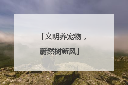 文明养宠物，蔚然树新风