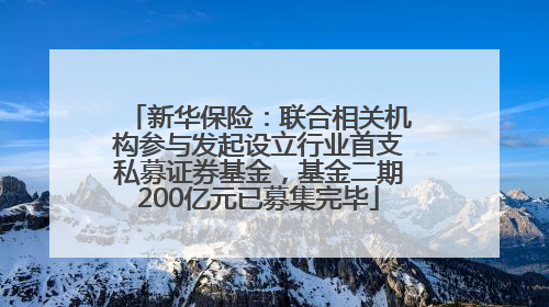 新华保险：联合相关机构参与发起设立行业首支私募证券基金，基金二期200亿元已募集完毕