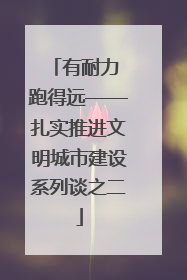 有耐力 跑得远——扎实推进文明城市建设系列谈之二