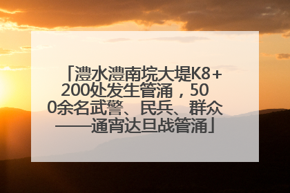 澧水澧南垸大堤K8+200处发生管涌，500余名武警、民兵、群众——通宵达旦战管涌