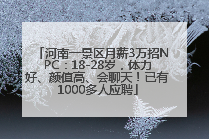 河南一景区月薪3万招NPC：18-28岁，体力好、颜值高、会聊天！已有1000多人应聘