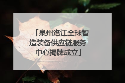 泉州洛江全球智造装备供应链服务中心揭牌成立