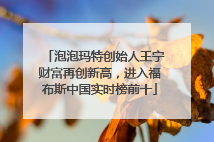 泡泡玛特创始人王宁财富再创新高，进入福布斯中国实时榜前十