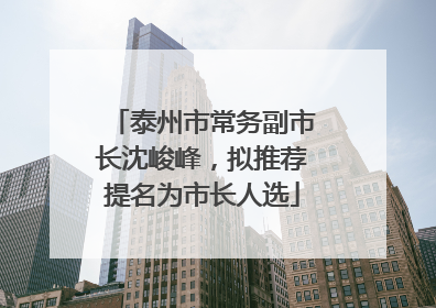 泰州市常务副市长沈峻峰，拟推荐提名为市长人选