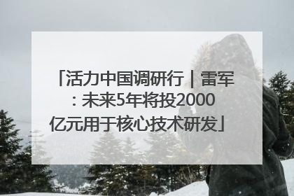 活力中国调研行｜雷军：未来5年将投2000亿元用于核心技术研发