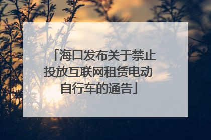 海口发布关于禁止投放互联网租赁电动自行车的通告