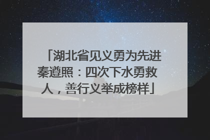 湖北省见义勇为先进秦遵照：四次下水勇救人，善行义举成榜样