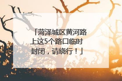 菏泽城区黄河路上这5个路口临时封闭，请绕行！