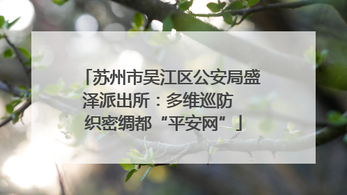 苏州市吴江区公安局盛泽派出所：多维巡防  织密绸都“平安网”