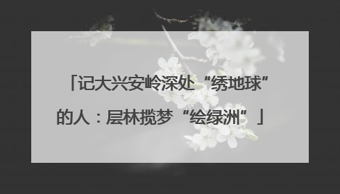 记大兴安岭深处“绣地球”的人：层林揽梦“绘绿洲”