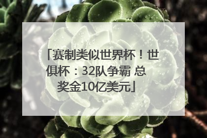 赛制类似世界杯！世俱杯：32队争霸 总奖金10亿美元