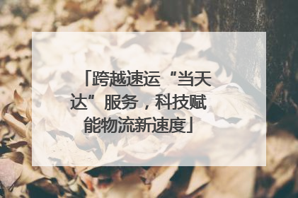 跨越速运“当天达”服务，科技赋能物流新速度