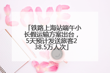 铁路上海站端午小长假运输方案出台，5天预计发送旅客238.5万人次