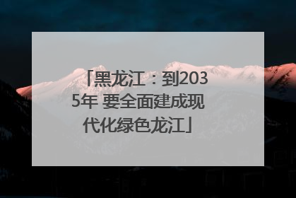 黑龙江：到2035年 要全面建成现代化绿色龙江